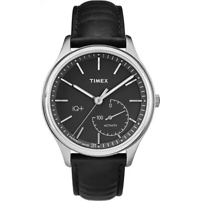 Timex Men's TW2P93200 IQ+ Move Activity Tracker Black Leather Strap Watch • $49.95