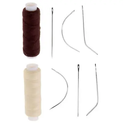 2x Weaving Sewing Thread & 6pcs Needles For Making Wig Sewing Jeans Beading • £6.08
