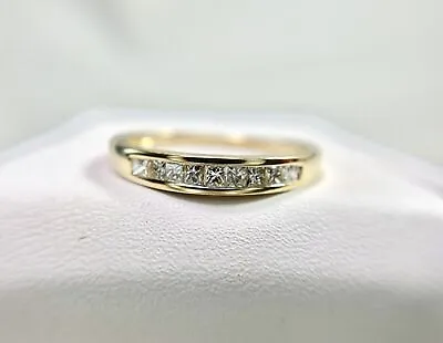 $146.55 • Buy 1 Ct Princess Simulated Diamond Channel Set Wedding Band Ring In 14k Gold Finish