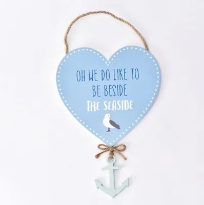 £8.95 • Buy Oh We Do Like To Be Beside The Seaside - Seagull Heart Plaque Hanging Sign
