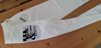 Vintage Moschino Jeans White Denim Pants Pocket Embroidery Italy Rare 90s Sz 34 • $149.99