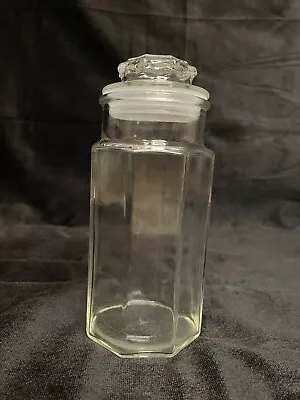 Vintage Anchor Hocking Glass Canister Countertop Container W/Lid Octagonal Jar • $18