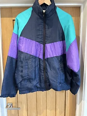 Shell Suit Jacket Retro Vintage Nylon Size Medium Batwing Style • £19.99