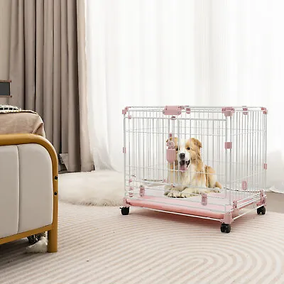 Folding Dog Kennel Metal Wire Dog Crate For Small & Medium Sized Dog • £54.95
