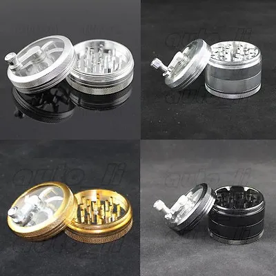 Large 62mm *Hand Crank* Aluminum Tobacco Herb Spice Grinder Crusher • £11.99