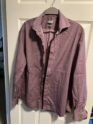 Michael Kors Slim Fit Purple Pink Polka Dot Dress Shirt XL 17 34/35 • $12.70