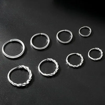 Women Men S925 Sterling Silver Mini Hoop Earrings Simple Ear Rings • $4.99