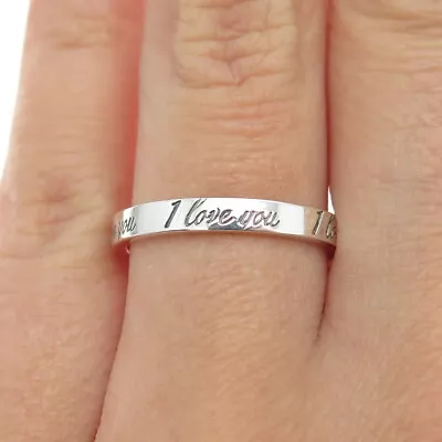 TIFFANY & CO. 925 Sterling Silver  I Love You  Stackable Band Ring Size 7.5 • $7.26