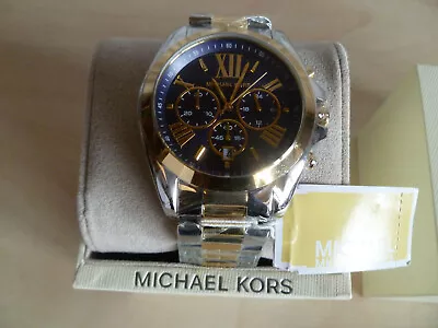 Michael Kors MK5976 Bradshaw Chronograph Blue Dial Two Tone Ladies Wrist Watch • £107.99