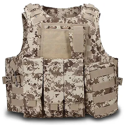 Military Tactical Vest Air Soft Paintball Molle Plate Carrier Combat Play Vest • $38.99