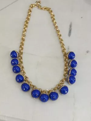 J.Crew Necklace Blue Gold Jumbo Large Bead Ball Orb Bubble  Statement • $35