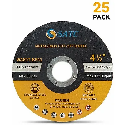 25 Pack 4-1/2  .040  Cut-off Wheels Cutting Discs For Stainless Steel & Metal US • $21.99