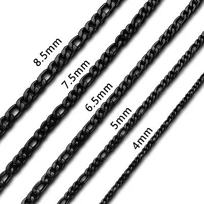 Stainless Steel Black Cuban Curb Chain 16 -24  Men Choker Necklace 4/5/6.5/7.5mm • $10.49