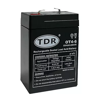 TDR 6V 4AH SLA Rechargeable Battery 6volt Sealed Lead Toy Electric UPS Alarm • $27.95