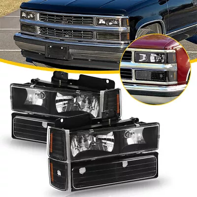 Headlight Black Housing Amber Corner For 1994-98 Chevy C/K 1500/2500/3500 Truck • $80.99