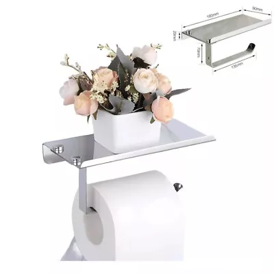 Stainless Steel Toilet Paper Holder Storage Shelf Wall Mounted Rack Phone Rack • $6.77