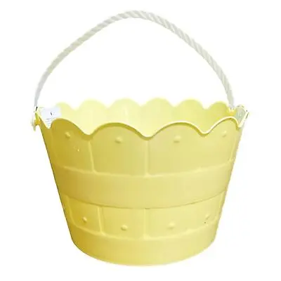 Easter Plastic Treat Bucket Gift Basket Ideal For Egg Hunt Yellow • £5.24