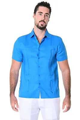 Bohio Guayabera Shirt For Men 100% Linen Cuban Classic 4 Pocket (8) Colors-LS499 • $53.99