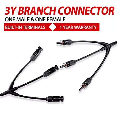 3 To 1 Y Type Branch Connectors Male & Female For Solar Panels PV Connectors • $14.95