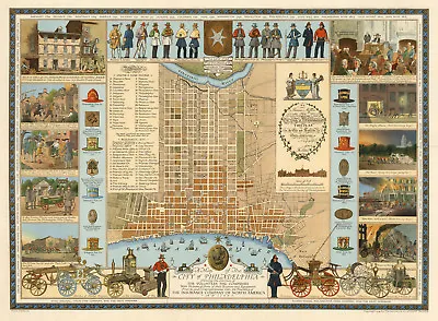 $37.95 • Buy 1938 Pictorial Philadelphia Map Fire Department Wall Art Poster Firefighter