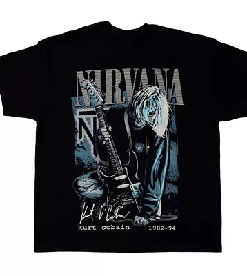 Vintage Kurt Cobain Nirvana Signed T-shirt Black Short Sleeve S-3XL For Fans • $9.99