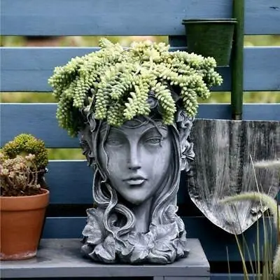 Silicone Mold Concrete Pot Cement Girl Face Flowerpot Planter Diy Mould Plaster • $18.99