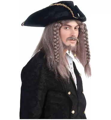 Pirate Captain Cutthroat Jack Sparrow Grey Brown Mens Costume Wig • $24.99