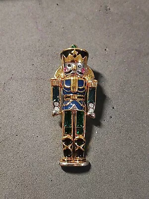 Vintage  MONET Rhinestone & Enamel  Christmas Nutcracker Soldier Brooch Pin RARE • $29.95