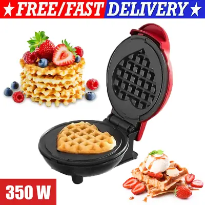 350W Electric Mini Waffle Maker Pancake Machine Non-Stick Breakfast Waffle Cake • £10.49