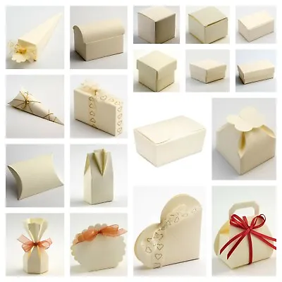 Ivory Silk Favour Boxes And Ballotins Luxury DIY Wedding Party Gifts - Box Only • £2.45