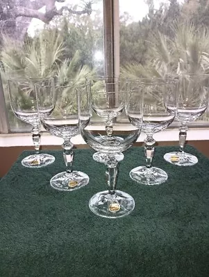 Wine Glasses Crystal 6 Pc Set Marquis See Pics Original Box Price Reduced • $25