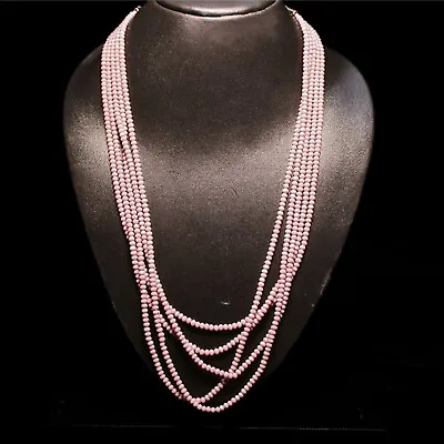  Rose Quartz Stone 5 Layer Necklace For Girls & Women Pink Mala • $30.88