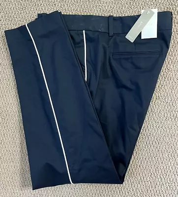 Nwt J Crew Cafe Capri Cropped Pants Navy Blue White Piping 10 Tuxedo Side Stripe • $29.99