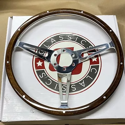 Classic Steering Wheel 15  9 Rivets Polished Spoke With 6 Bolt Pattern # Stw118 • $129.99