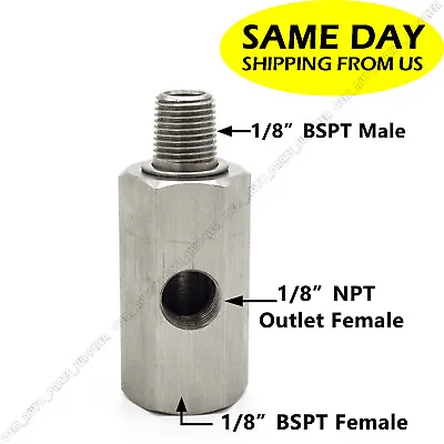 1/8  BSPT Oil Pressure Sensor Tee To NPT Adapter Turbo For Honda Mitsubishi • $9.89