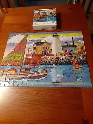 Lighthouse Quilt Station-Milton Bradley-300 Large Piece Puzzle W/Poster Complete • $7.50