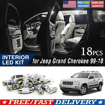18pc For Jeep Grand Cherokee 99-10 White Interior Light Kit Dome License Plate • $15.99
