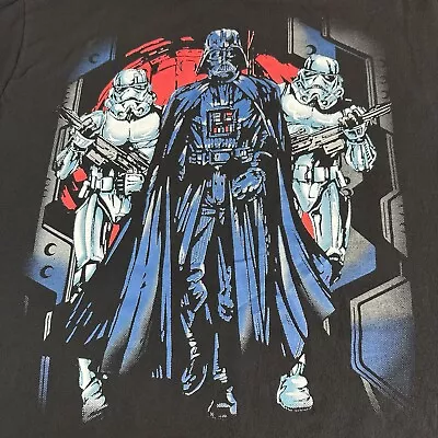 Vintage Star Wars Size X Large Black Darth Vader Storm Troopers Graphic T Shirt • $59.99