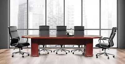 12 Ft Wood Conference Table 144 X 48 Dark Cherry Finish Modern Table • $2750