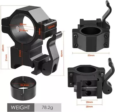 Picatinny/Weaver Scope Rings High Profile For Scope Mount 1 Inch/30mm QD • $9.99