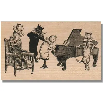 Mounted Rubber Stamp Cat Recital Cats Playing Music Band Musical Chair Cat • $13.94