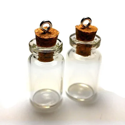 Mini Corked Glass Bottles Vials Charm Kit For Pendants Earrings 1 Inch 6-Pack • $6.58