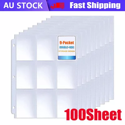 100x Card Sleeves Collector Binder Cards 18 Grids Album Baseball Holder Sheets A • $26.55