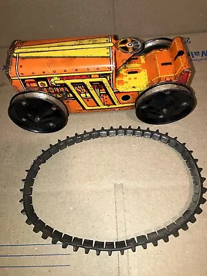 Vintage MARX Tin Litho Wind Up Bulldozer Climbing Tractor Toy • $39.99