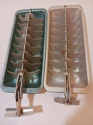 Lot Of 2 Aluminum Ice Cube Tray Metal Vintage Retro IceCracking Handle • $9.99