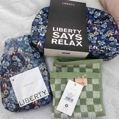 Liberty Of London Tana Lawn Washbag Mini Hot Water Bottle & Cotton Face Cloth • £34.99