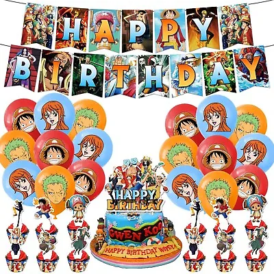 Anime One Piece  Birthday Party Decorations Balloon Banner Cake Toppers Set   • $18.99