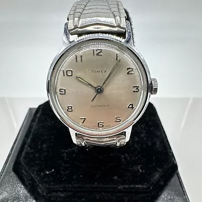 Vintage Timex Sprite Watch Men Silver Tone Waterproof Manual Wind 1157-2468 • $22.49