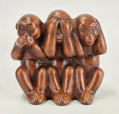 Ceramic 3 Wise Monkeys Majolica Style Zoro Ceramics See Hear Speak No Evil • $47