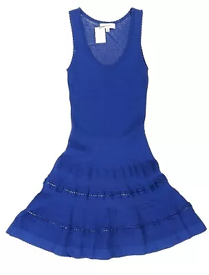 $320 • Buy Carven Royal Blue A Line Sleeveless Knit Women's Party Dress Size M 135862